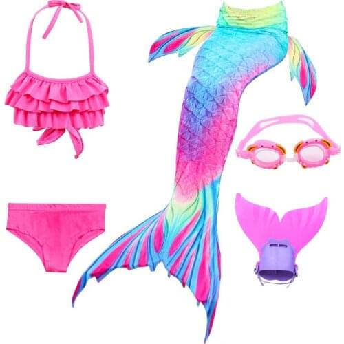 Girls Mermaid Swimsuit Bikini Kids Mermaid Tail with Finned Swimsuit Child Wear Split Swimsuit Mermaid Tail Clothing Swimwear