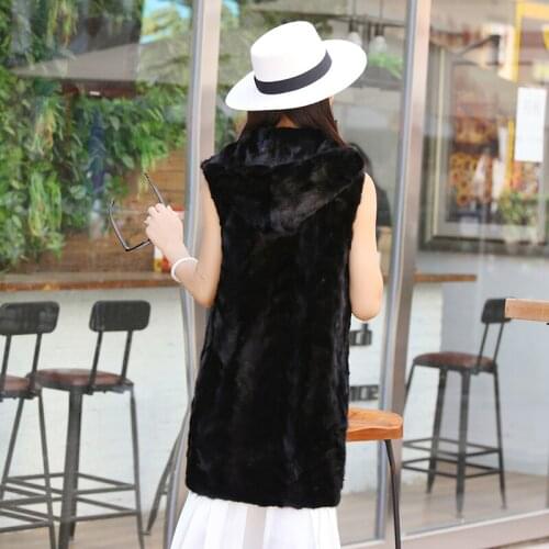 2019 new women natural real pieces of mink fur vest coat women hooded