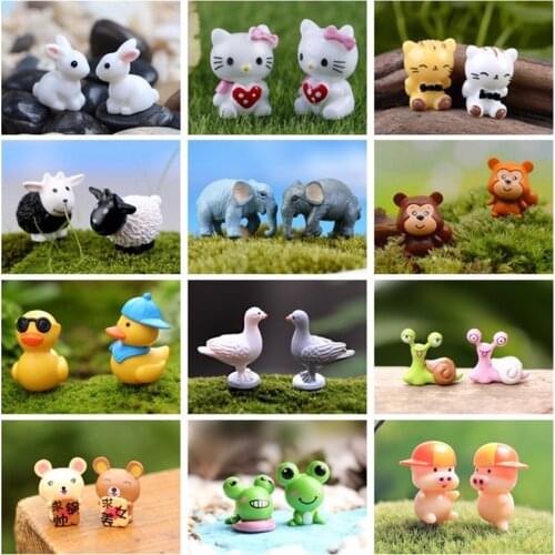 1Pc Animal Miniature Terrarium Accessories Fairy Garden Figurines Doll House Decor Mini Sheep Rabbit Deer Frog Hedgehog Pig