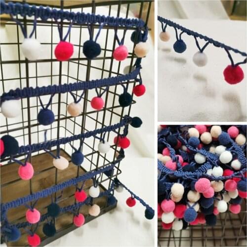 10yards/lot 3.5cm wide colorful pombom ball lace webbing curtains curtain doll fabric cloth trimming lace AC900