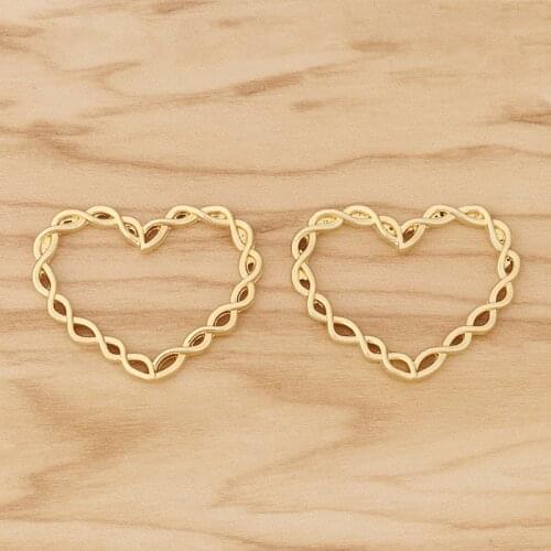 10 Pieces Gold Color Hollow Open Heart Charms Pendants for DIY Necklace Jewellery Making Accessories 34x27mm