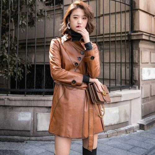 100% Real Sheepskin Coat Female Genuine Leather Autumn Jacket Women Korean Long Trench Coats Chaqueta Mujer MY