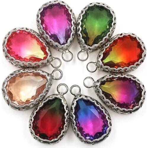 10x14mm glass strass Teardrop shape Single hole pendant crystal rhinestones applique diy necklace