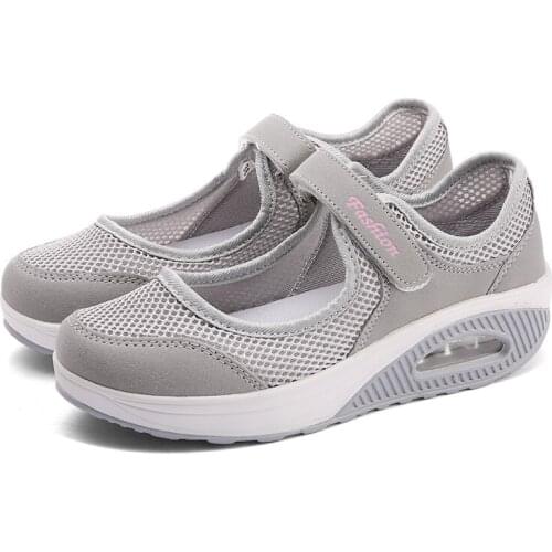 2019 verano Mujer Zapatos de plataforma plana Mujer transpirable malla Casual Zapatos mocasines Zapatos Mujer Zapatos de barco