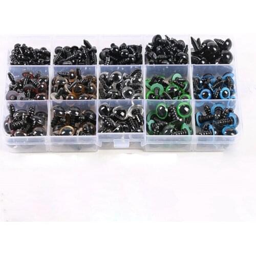 264pcs/box 6-12mm Plastic Eyes Button Black Screw Buckle Supplies Buttons for Bear Doll Animal Crafts Box Toy Eyes Sewing
