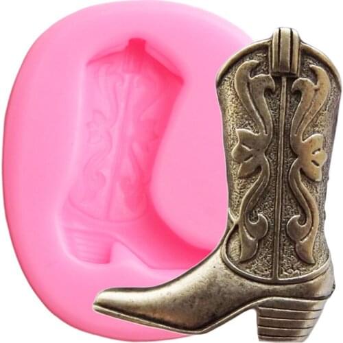 3D Cowboy Boot Silicone Molds Cupcake Baking Fondant Mold DIY Party Cake Decorating Tools Polymer Clay Candy Chocolate Moulds