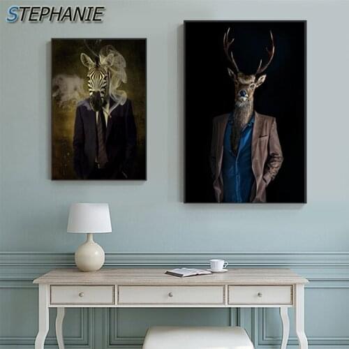 Abstract Modern Animal Elephant Lion Canvas Painting Luxury Print N Poster for Living Room Bedroom Bright Wall Art Picture Decor