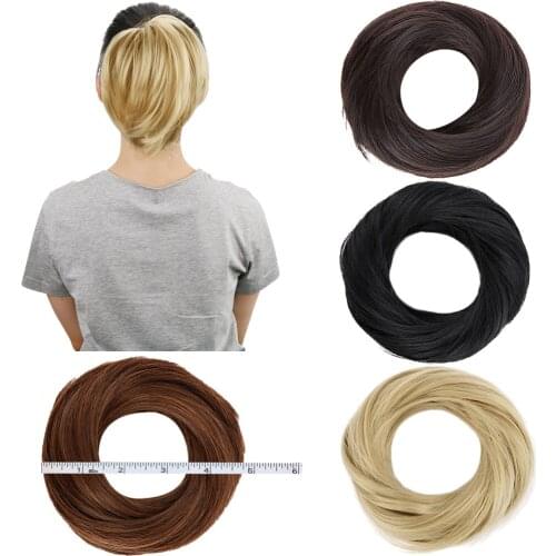 AICKER Synthetic Donut Chignon Black Blonde Brown Doughnut Hair Extensions Rubber Band Heat Resistant Fiber