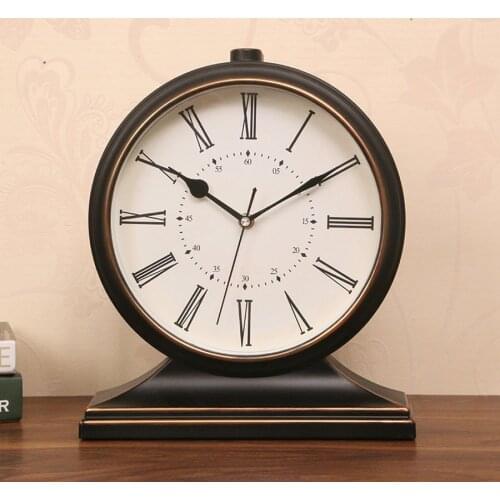 Large Living Room Table Clock Retro Silent Classic Desktop Clock Study Bedroom Office Table Clock TV Cabinet Decoration 10 inch