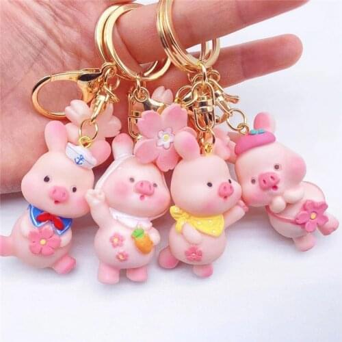 2021 Fashion Cartoon Pink Piggy Keychains Cute Doll Key Chain Pendant Car Pvc Key Ring A Lovely Gift for Your Girlfriend Jewelry