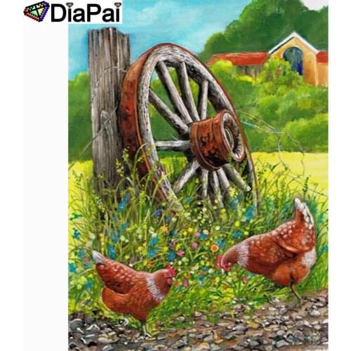 DIAPAI Diamond Embroidery DIY Diamond Painting Cross Stitch Kit "Chicken wheel" 5D Needlework Diamond Home Decoration A26244
