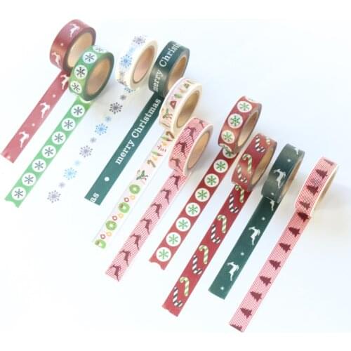 Domikee 2019 new Christmas theme decoration masking tape for DIY craft work,cute washi tapes set for gift packing/greeting card