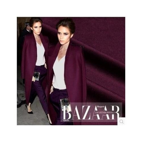 Purple red double - sided cashmere double - layer wool fabric thickened coat cashmere cloth wholesale cashmere cloth