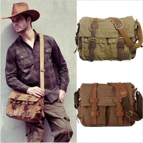 Canvas Leather Men Messenger Bags Big Satchel Shoulder Bags Male Laptop Briefcase Travel Handbag 2021