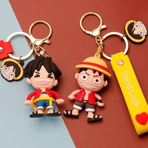 Classic Anime One Piece Keychain New Arrival Luffy Zoro Sanji Cartoon Figures Soft Glue Key Ring Cartoon Figures Key Ring