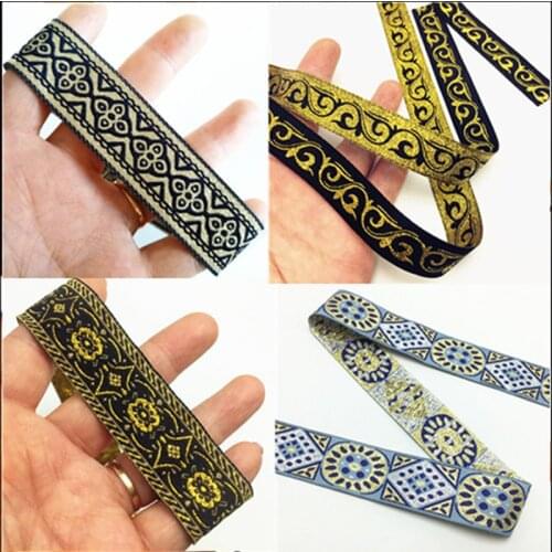 2M Colourful Black Gold Ribbon Wedding Herring Bonebinding Tape Lace Fabirc Trimming for Packing Accessories DIY HB193