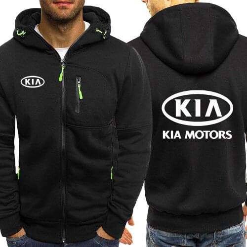 2021 Spring Autumn Kia Motors Logo Mens Zipper Hoodie Clothes Fleece Riding Jackets Sweatshirts Coats Harajuku Male Sport Tops