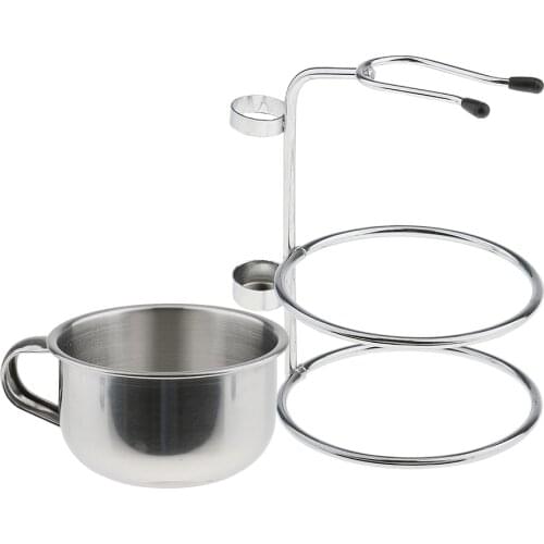 Men Beard Shaving Grooming Brush Stand Holder Safety Razor Handle Bowl Set [Stand + Bowl]