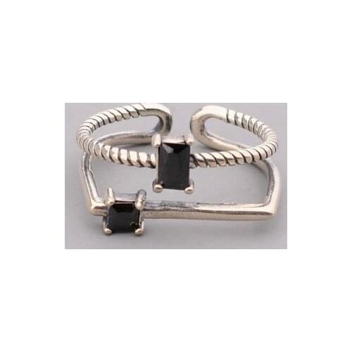 Exaggerated Personality Retro Black Zircon Rings For Women Charm Engagement Rings Men Vintage Knuckle Finger Jewelry