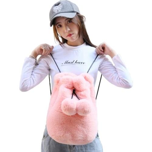 Fall And Winter 2021 Korean Version Of The New Imitation Fur Bag For Female Students Cute Plush Imitation Otter Rabbit Hair Shou