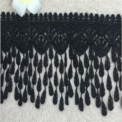 1 yard 9cm White Black Embroidery Tassels Lace Fabric Trim Ribbons DIY Sewing Garment Handmade Materials