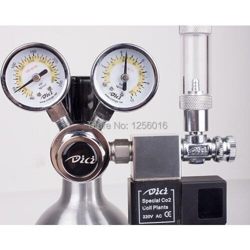 Aquarium DICI CO2 Regulator, DC01-01, Dual Gauge Solenoid Check Valve, Speed control Valve, bubble counters, Cylinders Pressure