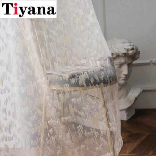 Luxury Shinning Tulle for Living Room White Sheer Voile Curtains Windows Drapes Home Decoration