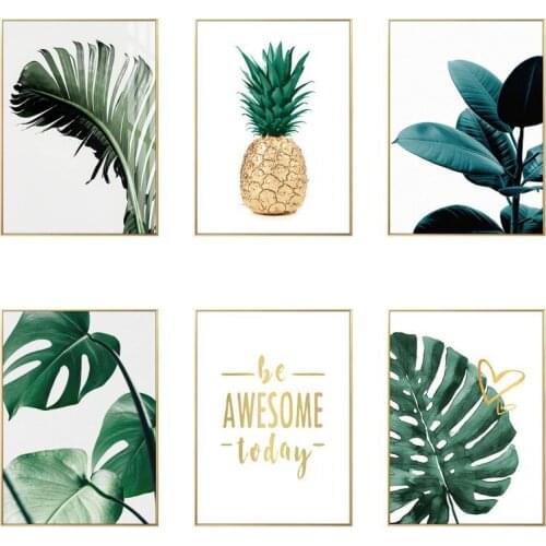 Nordic Pineapple Green Leaves Canvas Painting Wall Art Home Decoration Posters and Prints Plant Pictures for Living Room