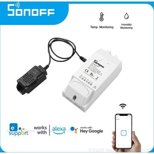 SONOFF TH16 with Sensor WiFi Smart Switch Monitoring Temperature Humidity Remote Controller Work with Alexa Google Home