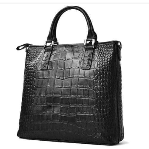 New Leather Head Layer Cowhide Crocodile Grain High Quality Shoulder Bags Handmade Large Capacity Leisure Chic Lady Bag