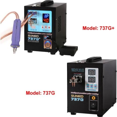 SUNKKO 737G + Spot Welding Machine 2.8KW 4.3KW LED Illumination Dual Digital Display Double Pulse Welder for 18650 Battery