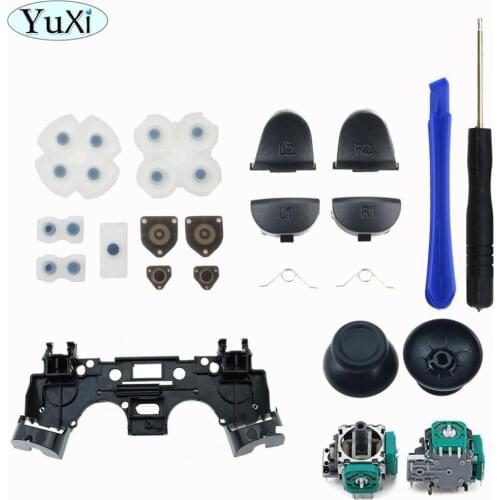 YuXi L1 R1 L2 R2 Trigger Buttons 3D Analog Joysticks Thumb Cap Conductive Rubber For PS4 JDS-001 JDS-011 Controller Repair Set