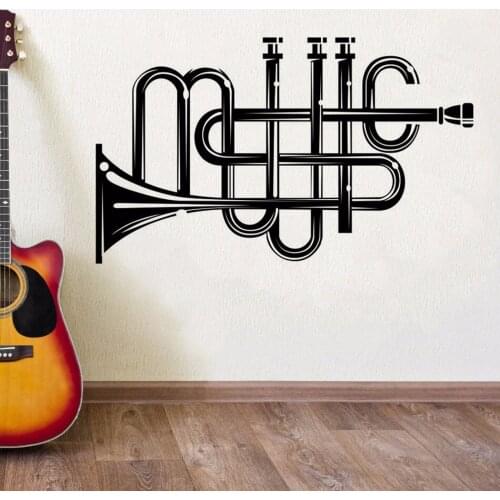 Vinyl Wall Decal Music Instrument Pattern Wall Sticker Music Classroom Studio Décor Typography Style Musical Tools Mural AZ927