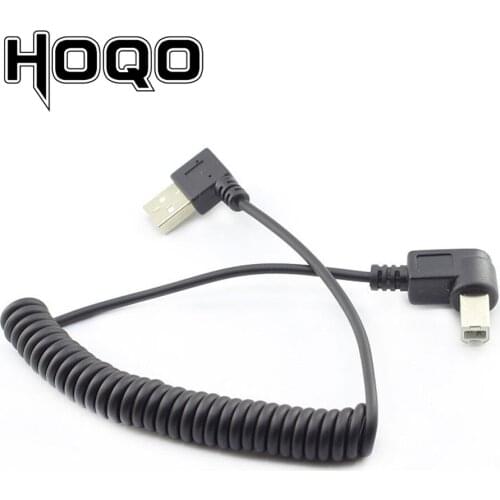 40CM TO 120CM/4ft USB 2.0 Male to USB B type Right Angle Retractable Data Charging Cable for USB2.0 Printer and Scanner