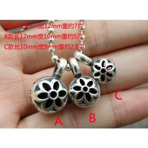 S925 sterling silver ethnic style jewelry cute fashion sterling silver round beads cherry blossom pendant