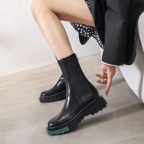 MCCKLE Womens Boots Ladies Shoes Autumn Woman Ankle Boots Pu Leather Platform Zip Short Boot Fashion Female Footwear New 2021