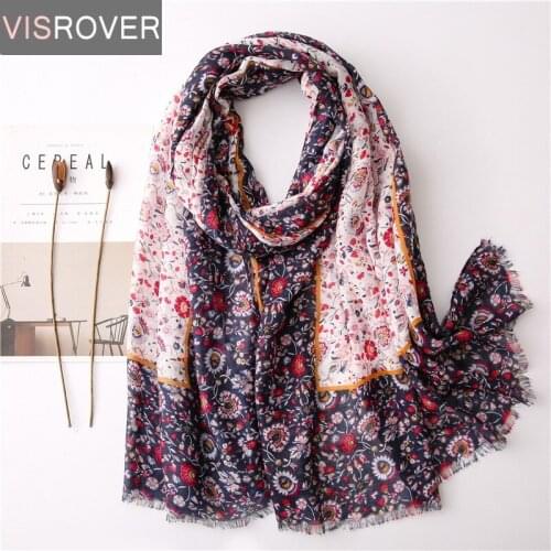 VISROVER Summer Scarf For Women Girl Viscose Bohemian Floral Scarf Lady Tropical Print Scarf Beach Scarfs Sun Protection Shawl