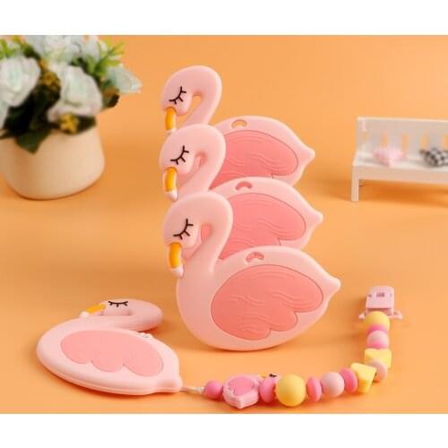 Kovict BPA Free 1PC Flamingo Baby Teething Toys Rodent Chewable Animal Shape Baby Products Nursing Gift