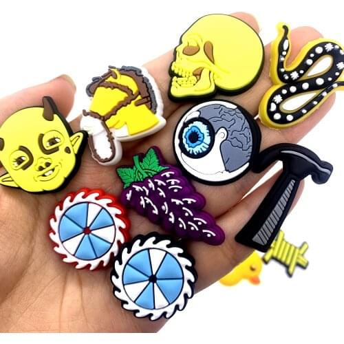 13PCS/Set Cartoon Punk Fashion Shoes Charms Eyeball Silicone Buckles For DIY Hole Slipper Accessories Kids Party Gifts Decor