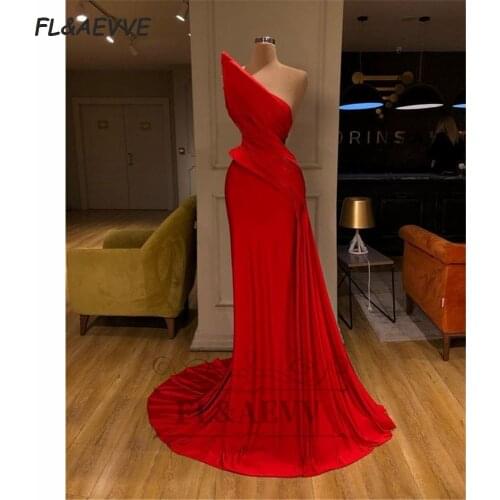 2021 Mermaid Evening Dress Red Satin Strapless Sleeveless Lace Up Floor Length Evening Prom Party Gowns
