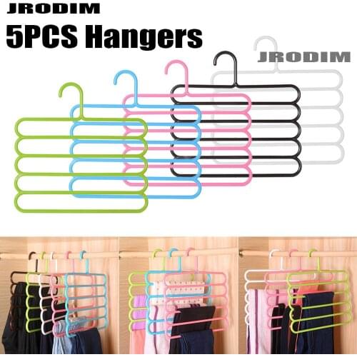 JRODIM 5PCS Pants Hangers Holders Trousers Hanger Storage Rack Clothes Hanger Wardrobe Closet Organizer Clothing Hangers