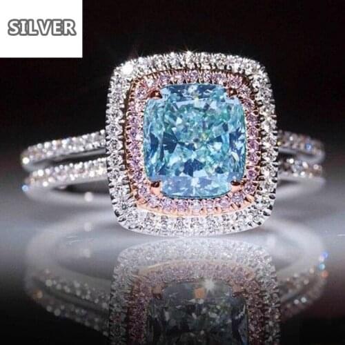 925 anillos silver Fashion Daily ring Blue AAAAA Zircon Cz Anniversary Wedding Band Rings for women men/women Finger Jewelry