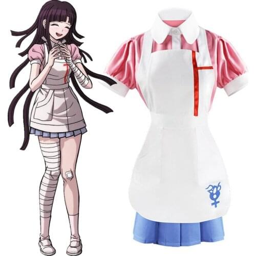 Anime Danganronpa Mikan Tsumiki Cosplay Costume Set Shirt Apron Skirt Bandage Bow Suit Props