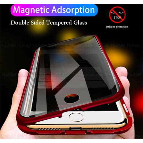 Anti Peep Magnetic Phone Case For iPhone 6 7 8 Plus X XS XR 11 12 Pro Max SE2 Double Glass Metal Privacy Case for iPhone 12 Pro