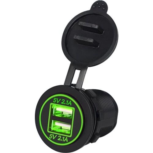 2 USB Slots Car Cell Phone Charger With Light Circle Charge for Smartphone Auto Vehicle PUO88