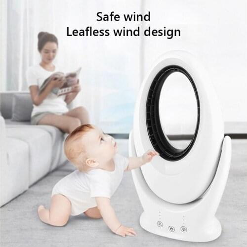 Bladeless Fan with 7 Color LED Nihgt Light USB Rechargeable Silent Table Fan Outdoor Home Electric Fan Air Cooler