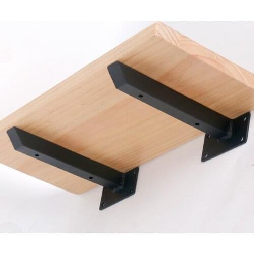 2pcs Black Triangle Wall Bracket Fixed Tray Shelf Wood Metal Straight Bracket Wall Shelf for Microwave Hardware Accessories
