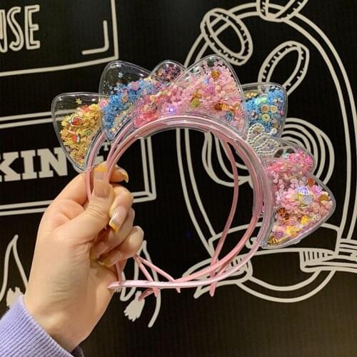 CYGJFC Girl Cute Crown Quicksand Hairband Kids Bezel Transparent Princess Gift Headband Children Hair Accessories Headwear Taira