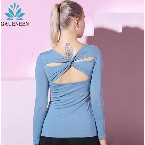 GAUENEEN Women Fitness Yoga Top Hollow Out Long Sleeve Sports Top Female Training Running Workout Shirts Gym Top Activewear