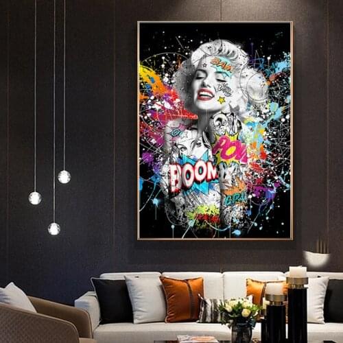 Graffiti Art Figure Marilyn Monroe Portrait Canvas Painting Wall Art Prints Posters Wall Pictures for Living Room Home Cuadros